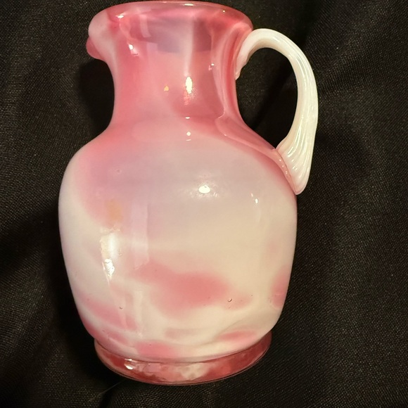 Pilgrim Glass Vintage Handblown Pink and White Swirled Glass Pitcher - Picture 1 of 7